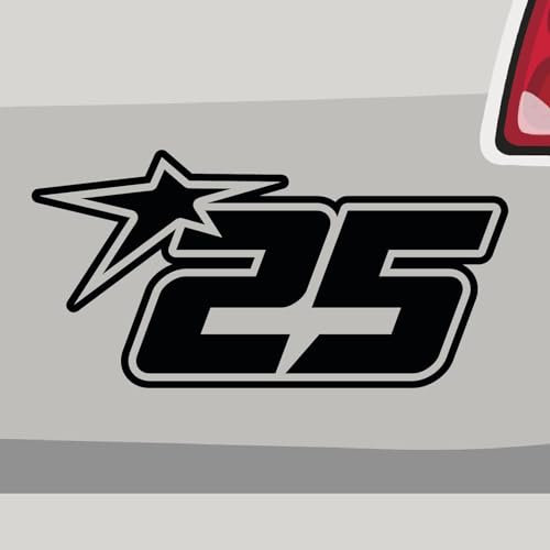 Stickerfreaks Startnummer 25 Aufkleber Number Sticker Star Race Track Auto Bike Vinyl Aufkleber Größe: 46x23cm (XXL) | Farbe: 70-schwarz | Number Sticker Kleber Deko Tuning Startnummer