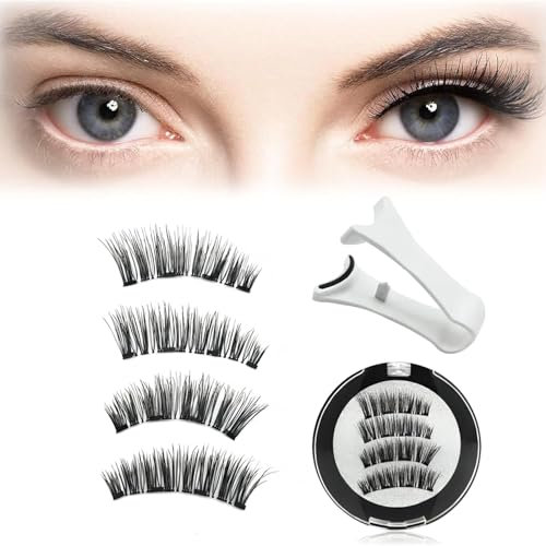Hebterrka Cils magnétiques pour les yeux - Aspect naturel - Réutilisables - Avec applicateur - Pas de colle ni de doublure nécessaire