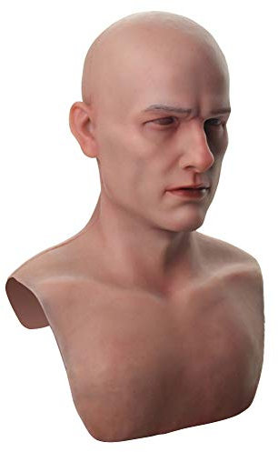 LCUPPON silicone masque crossdrsser visage homme Halloween déguisement cosplay (Tan)