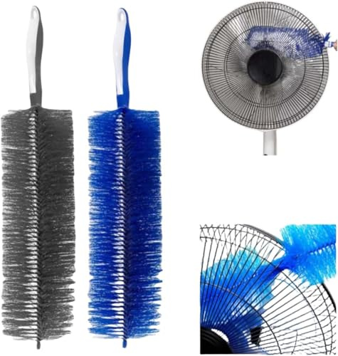 EHOTER Flexible Fan Dusting Brush 2024 Non-Disassembly Fan Cleaning Brush Bendable Fan Cleaner Dust Brush Cobweb Corner Brush Microfiber Duster for Sewer Screen Window Blinds Gaps (Blue+Grey)
