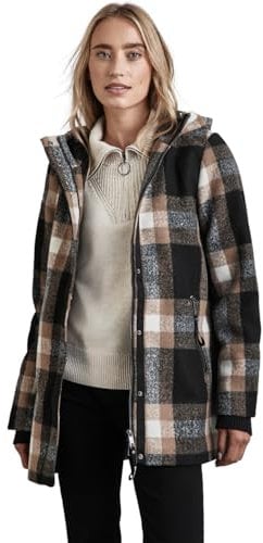 STREET ONE Damen A201963 Karierte Jacke, Black, 38