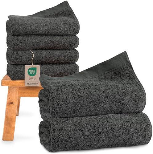 Handtücher Set - 2X Saunatücher 80x200cm, 4 x Handtücher 50x100cm, Premium 500g/m² Sauna Handtuch groß - Handtuch 100% Baumwolle, Ökotex Zertifiziert, Grau