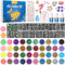 Bledras Art Glitter Kit, 42 Farben Temporary Glitzertattoos, 210 Schablonen, 370 Strasssteine, 5 Pinsel, 3 Kleber,Glitter Make Up Kit for Birthday Party Halloween Christmas