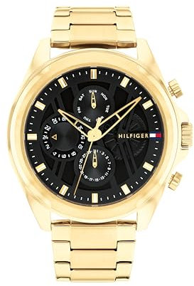 Tommy Hilfiger Multi Zifferblatt Quarz Uhr für Herren mit Goldfarben Edelstahlarmband - 1710658