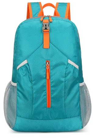PORRASSO Wanderrucksack Faltbarer Rucksack 21L Reiserucksack Leichter Wasserdichter Daypack Hiking Backpack für Damen Herren Trekking Radfahren Klettern Reisen Sport Blau A