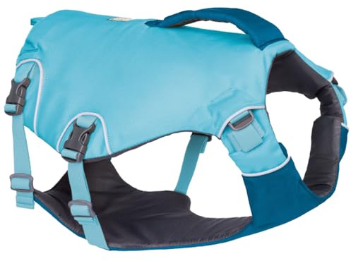 Ruffwear Confluence Dog Life Jacket, Medium Dog Safety Harness & Flotation Device, 2 Assistance Handles, Waterproof Rescue & Pet Swimming Aid, for Sailing & Paddleboarding, Biolumin Blue, Size M