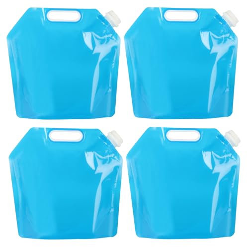 HuangXinyu 4 Pcs Bidon Agua Plegable, 5L Bolsa de Agua Plegable, 5 litros Envase de Agua Portátil, Bidón Plegable, Contenedor Bolsa de Almacenamiento de Agua Plegable para Viaje Camping Picnics