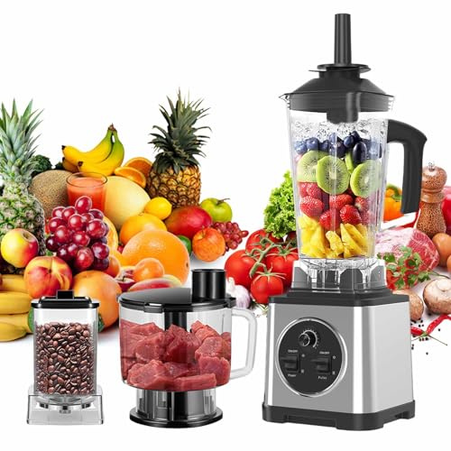 Professional Blender, Manual Mode 6000W to Adjust Time and Speed, Capacity 2L, Grinding Cup 800ml, Fruit Smoothie Blender Mixer