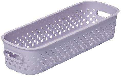 SmartStore Storage Basket with Handles in Lavender 1.3L (29.5x10x6.5cm) | Small Storage Bin from Recycled Plastic | Essence Slim Plastic Storage Box | Storage with 10-year Warranty