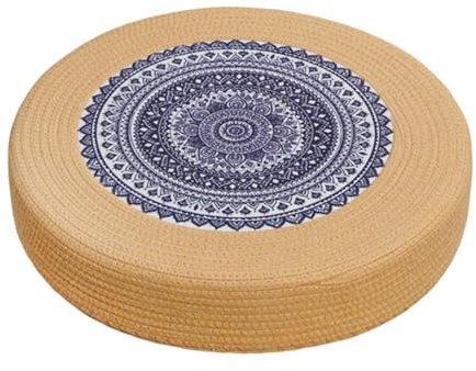 FewNvWa Bodenkissen für Meditation, Gewebtes Pouf für Teezeremonie Und Wohnraumgestaltung, 40 cm Marineblau