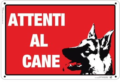 Cartello Segnaletico Attenti al cane Alluminio Premium 30x20 cm – Made in Italy, Resistente Esterno, Stampa HD, Installazione Facile, Conforme Normative