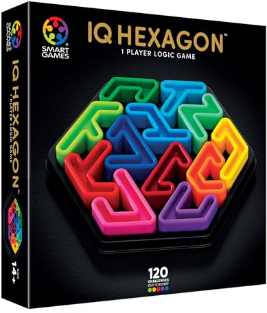 SmartGames - IQ Deluxe Hexagon, Puzzle Game with 120 Challenges, Ages 14+