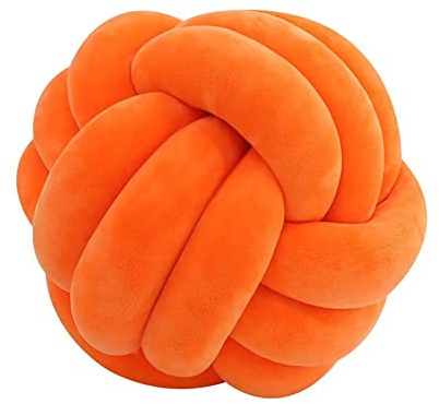 QVQV Knotenkissen, Couchkissen, Sofa Kissen, Knoten-Ball-Kissen, Deko Zierkissen, Geknotetes Kissen für Sofa, Rund Knoten Knoten, Knot Pillow Ball, Orange, 20cm