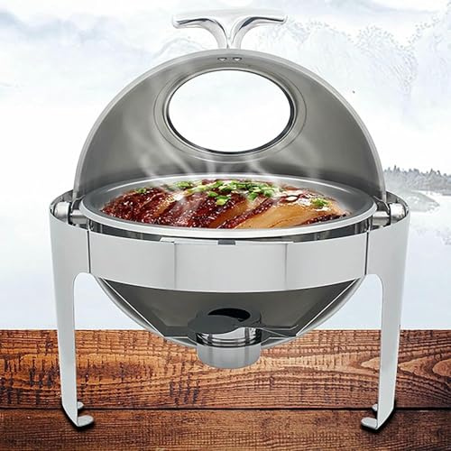 YGHBFRSZ Heated Portable Food Box - Hot Stainless Steel Pot With Glass Cover And Built -In Cover Support, Ali Heating Tray
