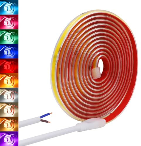 Wisada Tira LED COB de 240 LEDs/m, 220-240V impermeable flexible FCOB tira LED neón CRI85+ 3M blanco natural 4000K uniforme sin puntos oscuros para decoración de dormitorios, armarios y cocinas