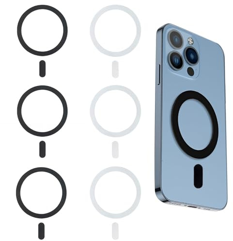 Ring Aufkleber, 6 Stück Magnet Ring Handyhülle für MagSafe | Universal Metallring Aufkleber Handy Stickers Telefone Magnetisches Drahtloses Ladegerät für iPhone 17 16 15 14 13 12 Android