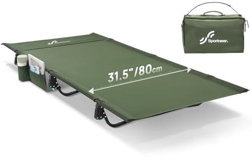Sportneer Feldbett Klappbett Campingbett, 70/80cm Ultra Breit Feldbett XXL Campingliege Faltbar Leicht bis 150kg für Zelten Wandern Rucksackreisen Camping Reisen