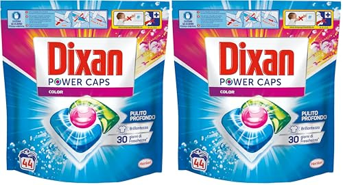 Dixan Power Caps Color, Detersivo Lavatrice in Capsule, Confezione da 88 PZ