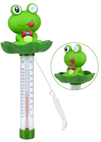 Schwimmendes Poolthermometer Frosch - Bruchsicheres Wassertemperatur Thermometer mit Seil für Schwimmbad, Whirlpool, Teich, Aquarium, Babybad | Mit °C/°F Anzeige