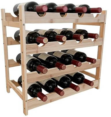 Relaxdays Weinregal, liegende Flaschenlagerung, Bambus, Größenwahl, Weinhalter für Rot- & Weißwein, Flaschenregal, Natur | Weinhalter für Rot- & Weißwein, Flaschenregal