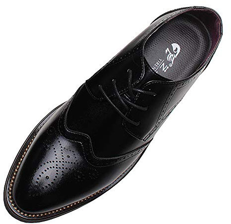 ANUFER Hombres Inteligente Punta Puntiaguda Zapatos de Vestir con Cordones Formal Negocios Boda Brogues Negro P110 EU39