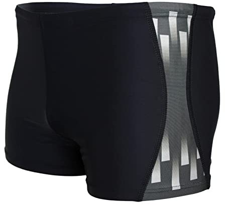 Aquarti Maillot de Bain pour Homme avec Rayures Boxer de Natation, Nior/Gris, 6XL