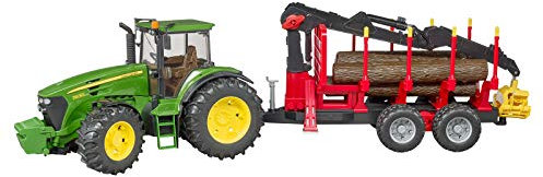 bruder 03054 - John Deere 7930 mit Rückeanhänger & 4 Baumstämmen - 1:16 Bauernhof Landwirtschaft Forstwirtschaft Waldarbeit Traktor Trecker Schlepper Bulldog Holztransporter Spielzeug Fahrzeug