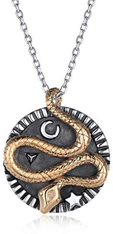 Nofade Silver Kettenanhänger aus Sterling Silber - Indianisches Sternzeichen Schlange, Anhänger Schlangen 925er Silber Schmuck - Schutzamulett…