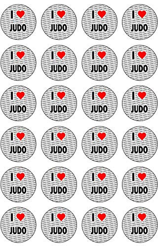 AK Giftshop I Love Judo – 24 essbare Cupcake-Topper, Kuchendekorationen – einfach vorgeschnittene Kreise
