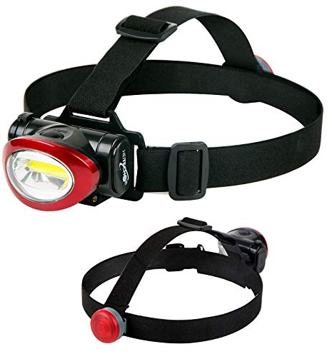 HEITECH COB-LED-Kopfscheinwerfer mit Rücklicht - 1,3Watt, 100 Lumen, verstellbarer Winkel, Lichtstärke in 2 Stufen, inkl. 3 Micro-Batterien