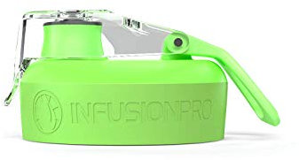 Infusion Pro Premium Fruit Infuser Water Bottle - Top and Bottom Screw On Lid Replacement with Silicone Seals - Black, Green, White, Teal, Pink (Green)