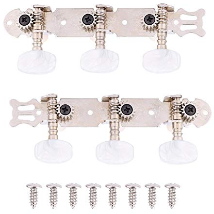 Konzertgitarren Stimmwirbel, 3+3 Acryl Mechaniken Silber, hochwertige Tuner für Klassische Gitarre Spieler, Anfänger und Profis, Übung Bühne Studio