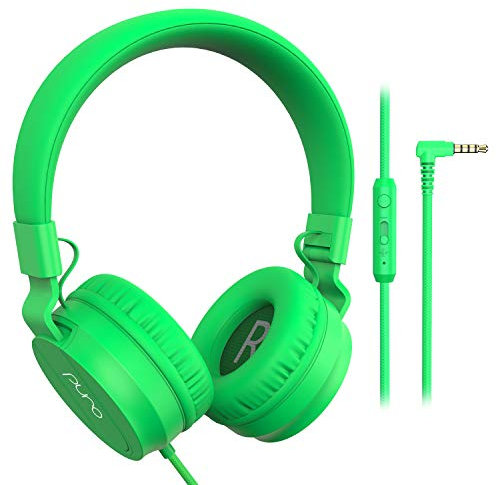 Puro Sound Labs PuroBasic Volume Limiting Wired Headphones for Kids, Boys, Girls 2+ Foldable & Adjustable Headband – by, (Green)