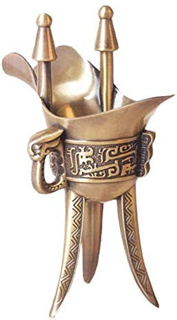 DYB Whiskey Karaffe Dekanter Set Weinkaraffe Antike Dreieck Tasse Antike Weinglas Retro Bronzekanne Becher Weinflasche Weiß Wein Cup Dekanter (Size : 8x5x11.4cm)