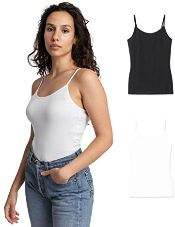 Snocks Spaghetti Top Damen aus Bio-Baumwolle 2er Pack - Körperbetonte Passform - Hochwertige Unterhemden mit klassischen Trägern