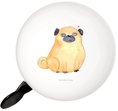 Mr. & Mrs. Panda XL Fahrradklingel Mops - Geschenk, Hundeliebe, Hundemotiv, Liebe, fahrradklingel XXL, Grosse fahrradklingel, Motiv, Hund, Hundemama,