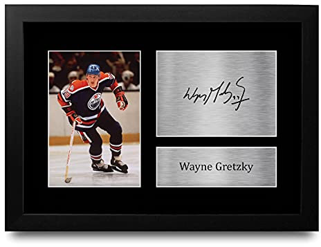 HWC Trading FR A4 Wayne Gretzky Edmonton Oilers Geschenke Gedrucktes Signiertes Autogramm Foto für Eishockey Anhänger and Fans - A4 Framed