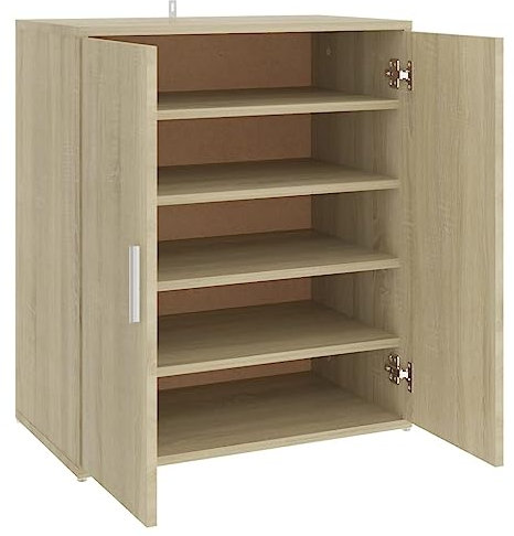 vidaXL Mueble Zapatero Organizador de Zapatos Armario Pasillo Almacenaje Taburete Puf Caja Banco Estantería de Contrachapada Roble Sonoma 60x35x70 cm