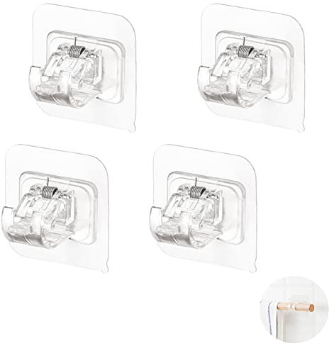 Boutihao Support Rideau Sans Percage Crochets Supports De Tringle Auto-AdhéSifs Pour Rideaux Suspendus Ou Porte-Serviettes (Lot De 4)