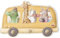 Kindergarderobe Holz - Bus voller Tiere Aquarell, Größe HxB: 25x40 cm