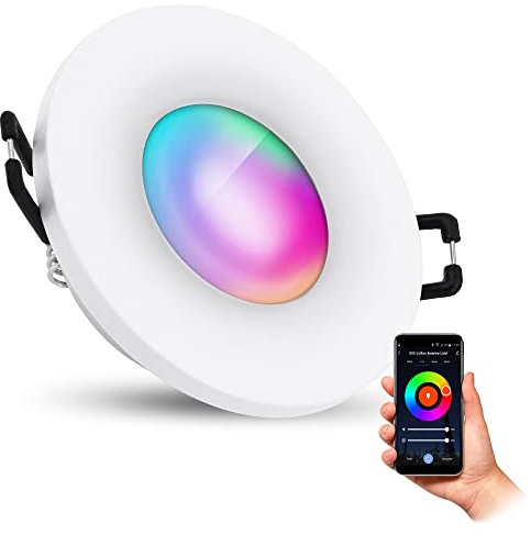 SSC-LUXon BEDA Bad Einbaustrahler IP65 dimmbar inkl. WiFi Smart GU10 Lampe (RGB & Weißtöne) - Spot LED kompatibel mit Alexa, Siri & Google