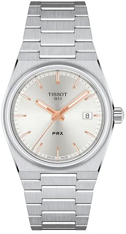 Tissot Unisex PRX 35 mm 316L Edelstahlgehäuse Quarzuhr, grau, Edelstahl, 11 (T1372101103100)