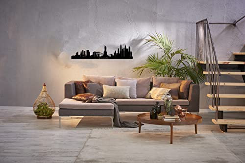 New York City Silhouette Metall Wandkunst | New York Skyline Metall Wanddekoration | Zuhause Wohnzimmer Dekoration | Wandbehänge | Big Apple Wanddekoration (Metall, 45,7 x 12,7 cm)