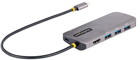 StarTech.com USB C Multiport Adapter, USB C auf HDMI Adapter 4K 60Hz, 5Gbit/s USB-A 3.0 Hub, 100W Power Delivery Pass-Through, GbE, 30cm Kabel, Laptop Dockingstation/Reisedock (127B-USBC-MULTIPORT)