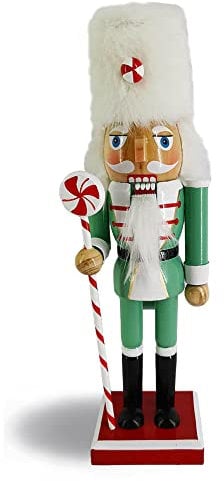 Nutcracker Ballet Gifts Land of Sweets Mint Wood Nutcracker Figures Christmas Decor Holiday Home Decorations, Decorative Wooden Statue, 10-inch