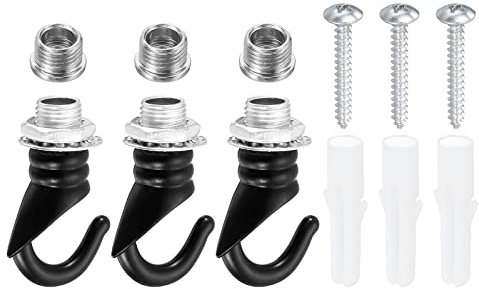 PATIKIL 41mmx23mm Ceiling Hook, 3 Pack Screw Hooks Light Fixtures Accessory for Hanging Plants, Crystal Chandeliers, Candle Chandeliers, Bar Lights, Lanterns, Black