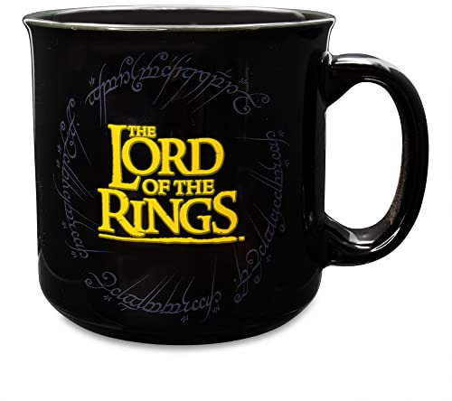 The Lord Of The Rings Gondor - Taza de café de cerámica negra para espresso, cacao, té, capacidad para 20 onzas