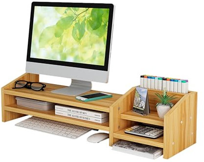 Catekro Monitorständer, Monitorerhöhung für PC, Laptop und Drucker, Bildschirmerhöhung, Monitorunterbau für Komfort, Ergonomisches Design, Stabil und Platzsparend, Ideal für Büro und Zuhause (Braun)