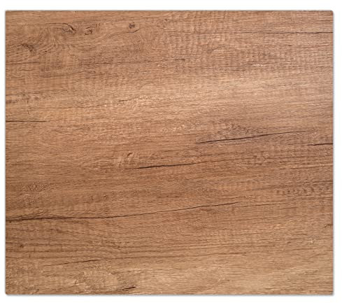 DecoCat Glas-Herdabdeckplatte Ceranfeld Kochfeldabdeckung Herdabdeckung Induktionsschutz Schneideplatte 60x52 cm Einteilig Holz-Optik Maserung Braun