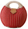 HINGTAT Sac en rotin rond de style bohème - Fait à la main - Pour femme - Tendance - Sac de plage d'été - Sac à bandoulière en rotin classique - Sac en paille chic, Rouge
